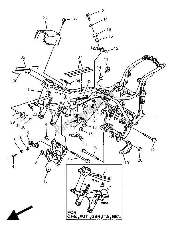 Toutes les pièces pour le Cadre du Yamaha XV 1100 Virago 1998