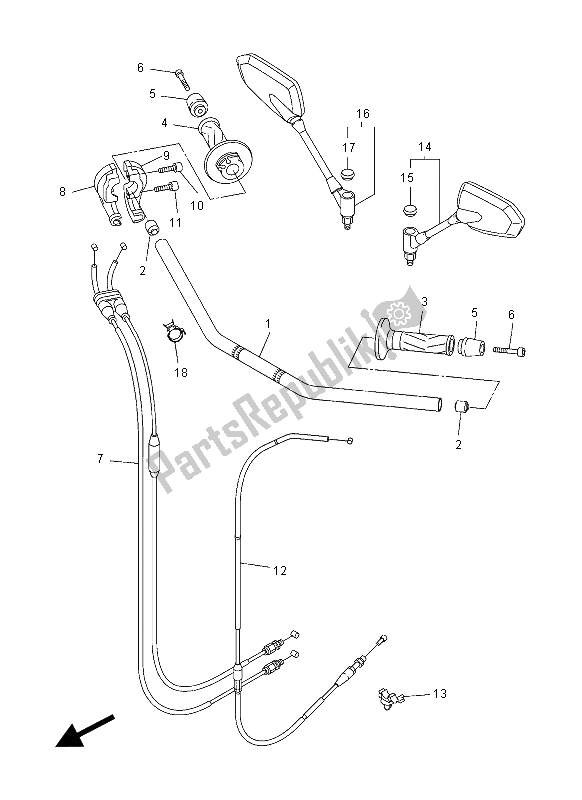 Alle onderdelen voor de Stuurhendel En Kabel van de Yamaha FZ1 NA 1000 2012