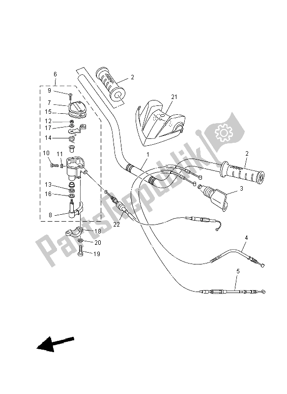 All parts for the Steering Handle & Cable of the Yamaha YFM 250R 2012