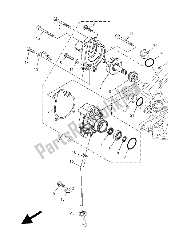 All parts for the Water Pump of the Yamaha XT 1200 ZE 2014