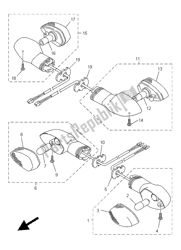 All parts for the Flasher Light of the Yamaha XJ 6F 600 2014