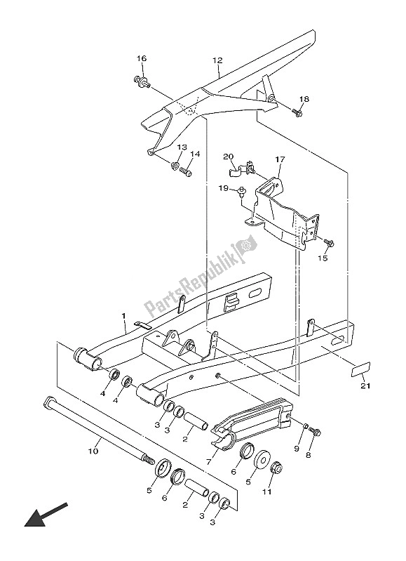 All parts for the Rear Arm of the Yamaha XJ6 SA 600 2016