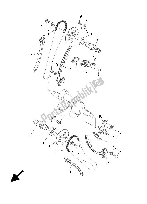 Tutte le parti per il Albero A Camme E Catena del Yamaha XVS 125 Dragstar 2001