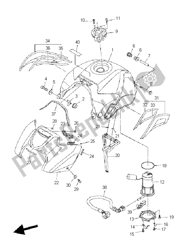 All parts for the Fuel Tank of the Yamaha FZ8 SA Fazer 800 2011