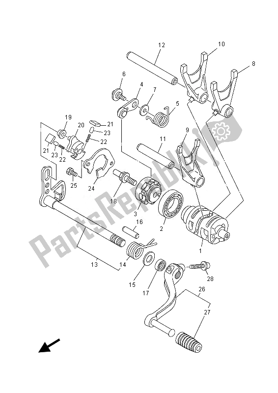 Alle onderdelen voor de Schakelnok & Vork van de Yamaha YFZ 450 RD 2013