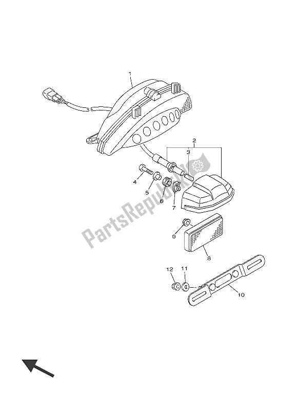 All parts for the Taillight of the Yamaha VMX 17 1700 2016