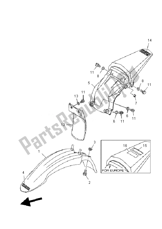 All parts for the Fender of the Yamaha TT R 125E SW LW 2010