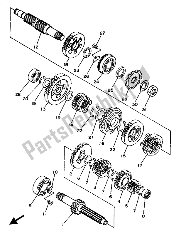 Todas las partes para Transmisión de Yamaha TY 250Z 1993