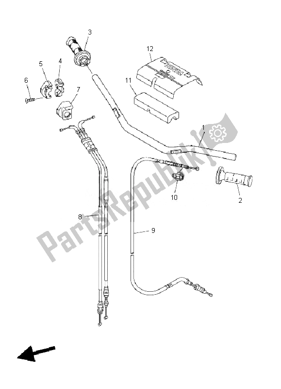 Alle onderdelen voor de Stuurhendel En Kabel van de Yamaha WR 450F 2010