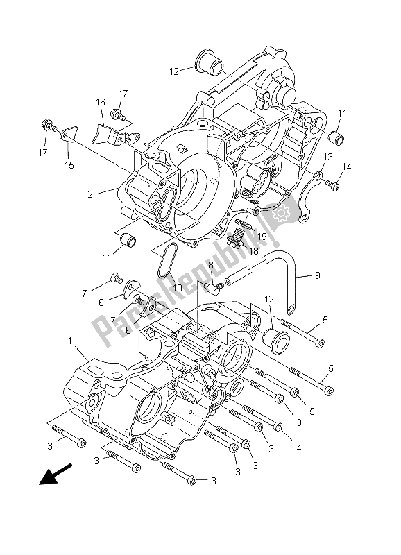 All parts for the Crankcase of the Yamaha YZ 250 2003