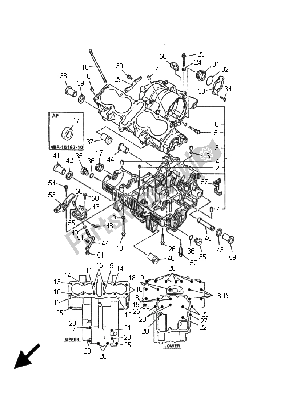 All parts for the Crankcase of the Yamaha XJ 600N 2001