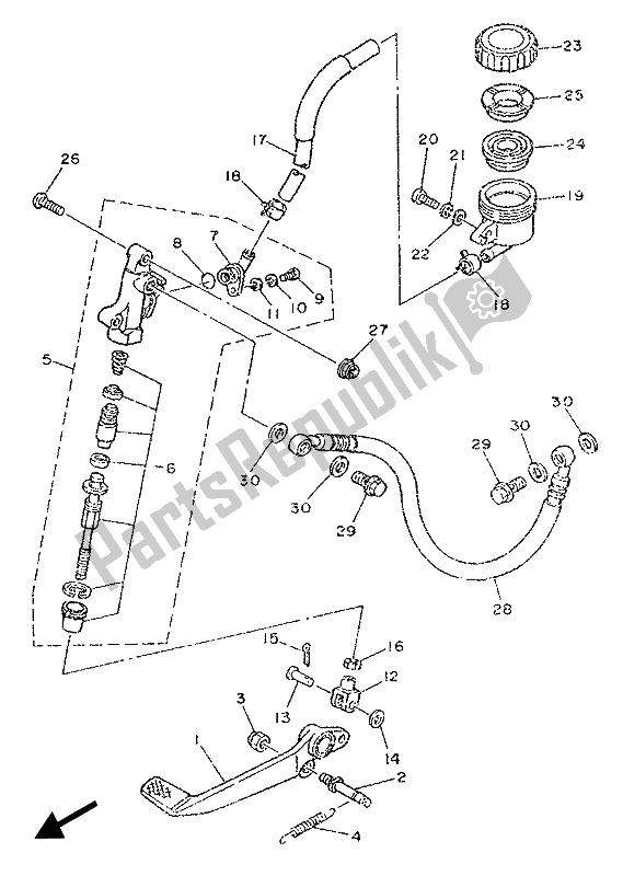 Wszystkie części do Tylny Cylinder G?ówny Yamaha TZR 250 1989