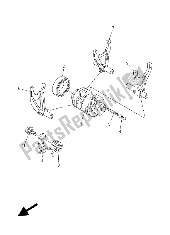 All parts for the Shift Cam & Fork of the Yamaha WR 250F 2013