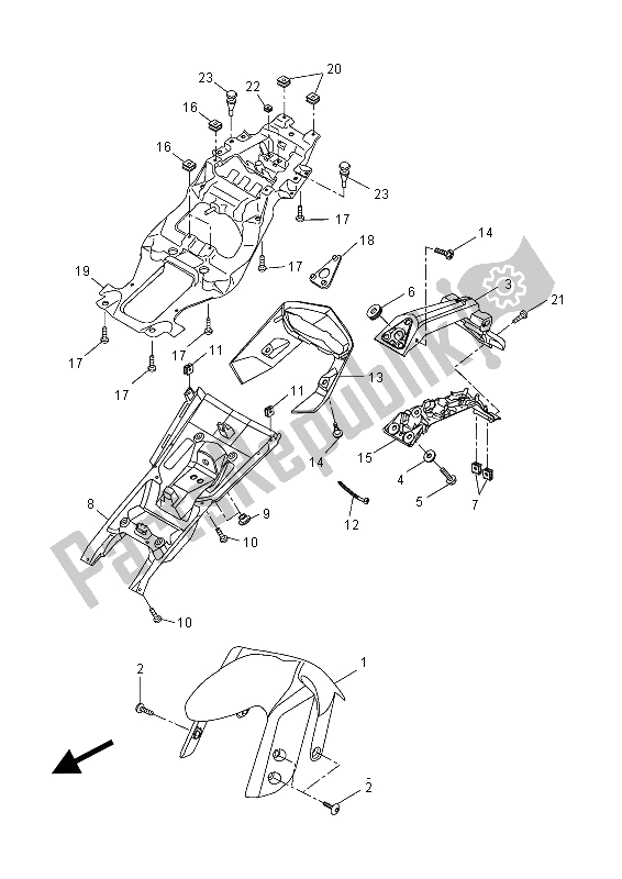 Tutte le parti per il Parafango del Yamaha MT 125A 2015