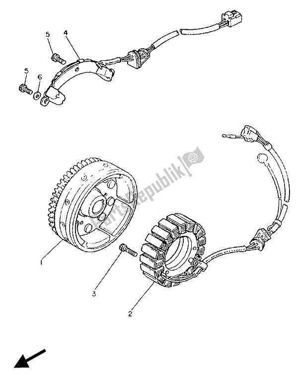 Toutes les pièces pour le Générateur du Yamaha XV 1100 Virago 1989