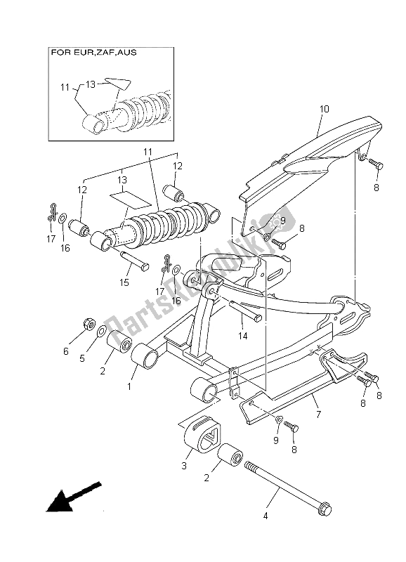 Todas as partes de Braço Traseiro E Suspensão do Yamaha TT R 110E 2012