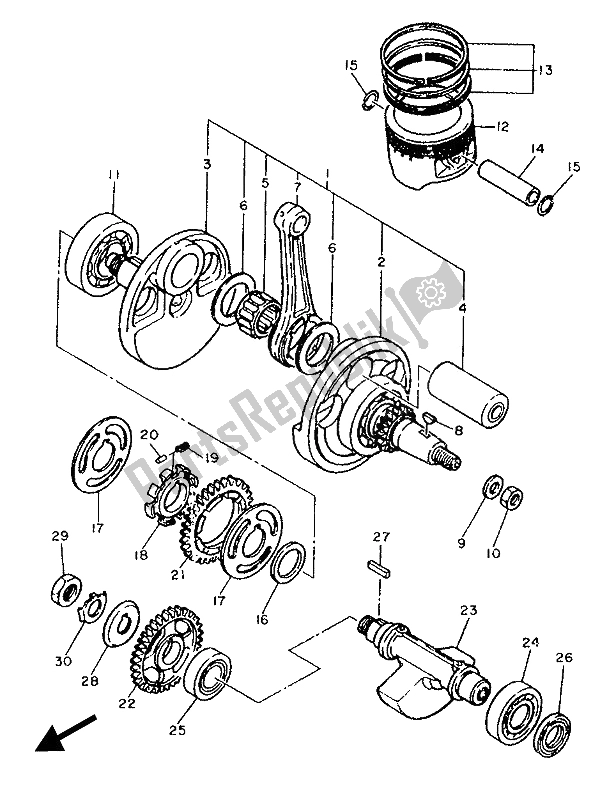 All parts for the Crankshaft & Piston of the Yamaha TT 600W 1989