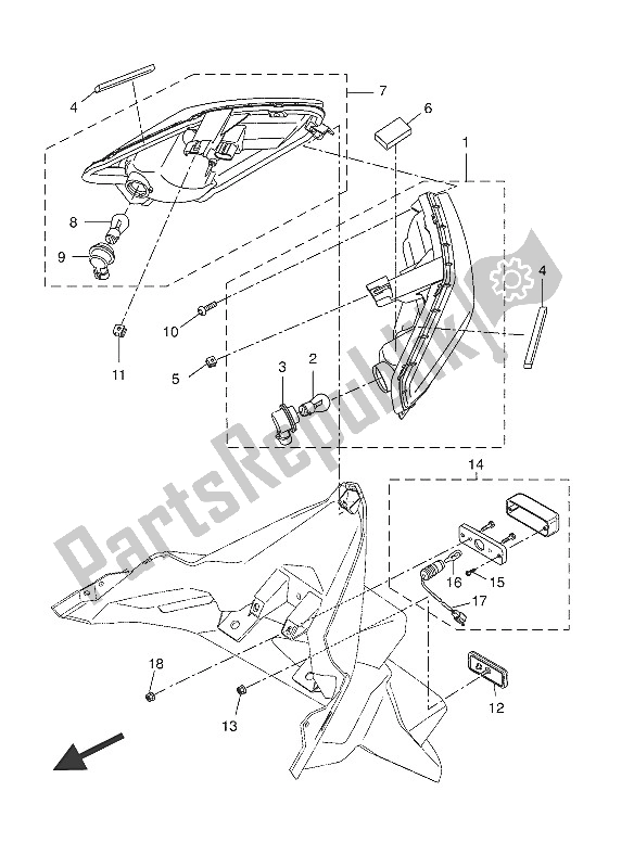 Alle onderdelen voor de Achterlicht van de Yamaha YP 125 RA 2016