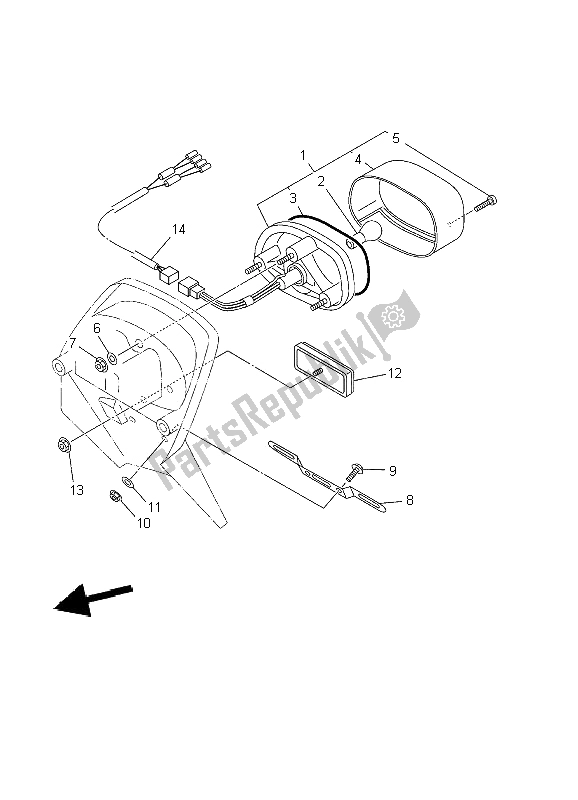 All parts for the Taillight of the Yamaha XVS 650 Dragstar 2002