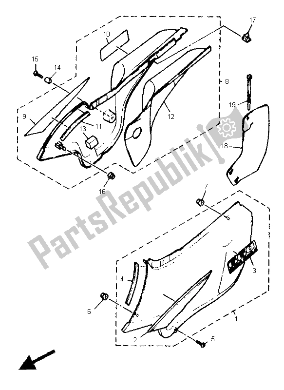 All parts for the Side Cover of the Yamaha XTZ 660 Tenere 1996