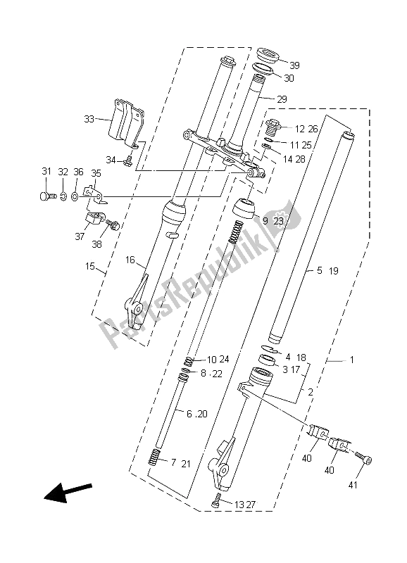 All parts for the Front Fork of the Yamaha TT R 90 2006