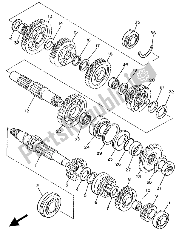 Todas las partes para Transmisión de Yamaha FJ 1200 1992