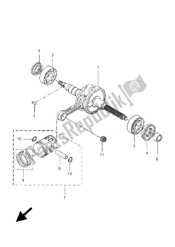 All parts for the Crankshaft & Piston of the Yamaha YQ 50L Aerox Race Replica 2007