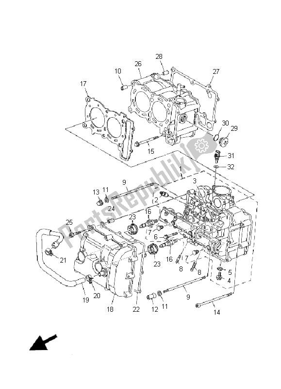 All parts for the Cylinder of the Yamaha XP 500 T MAX 2008