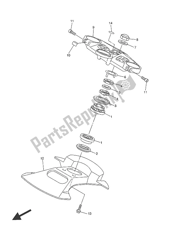 All parts for the Steering of the Yamaha FJR 1300A 2016