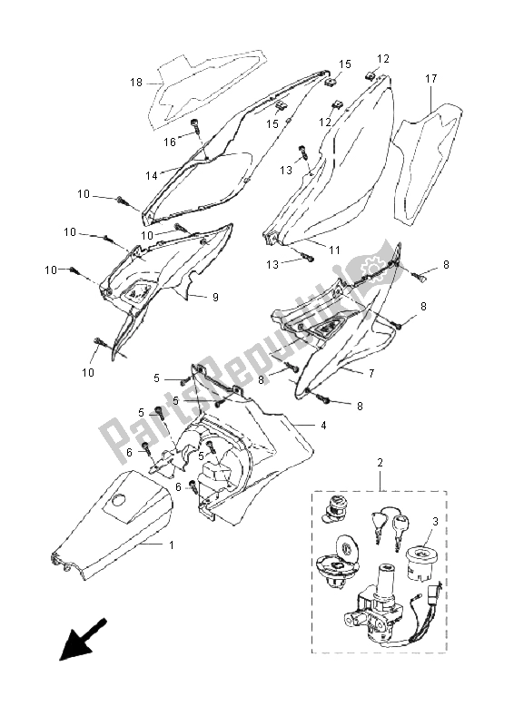 All parts for the Side Cover of the Yamaha YQ 50R Aerox 2006