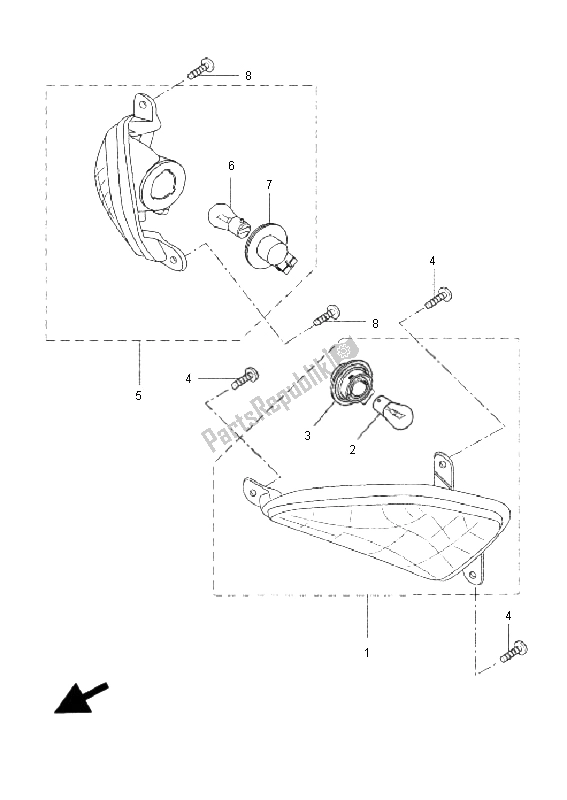 All parts for the Flasher Light of the Yamaha VP 250 X City 2008