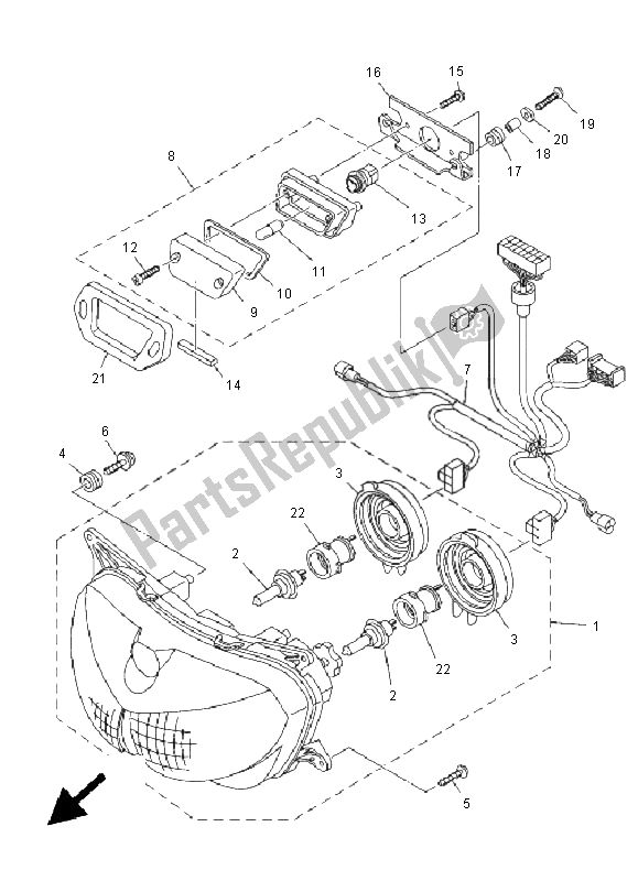 Tutte le parti per il Faro del Yamaha TDM 900 2005