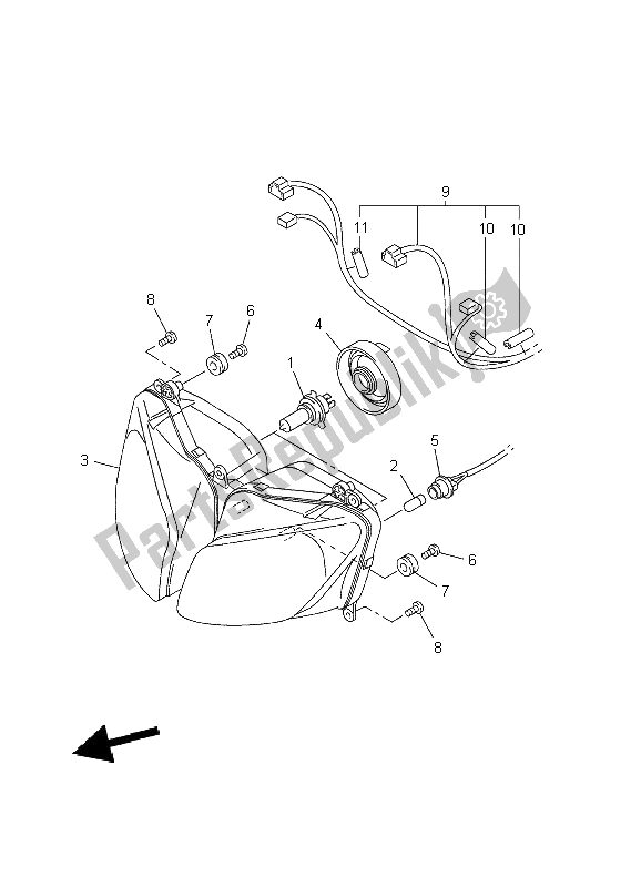 All parts for the Headlight of the Yamaha FZS 1000 Fazer 2002