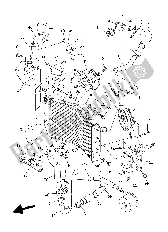 Alle onderdelen voor de Radiator Slang van de Yamaha YZF R6 600 2007