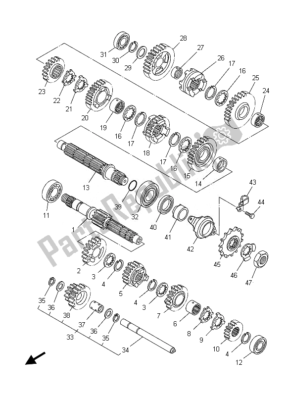 Toutes les pièces pour le Transmission du Yamaha YFM 700 RD 2013