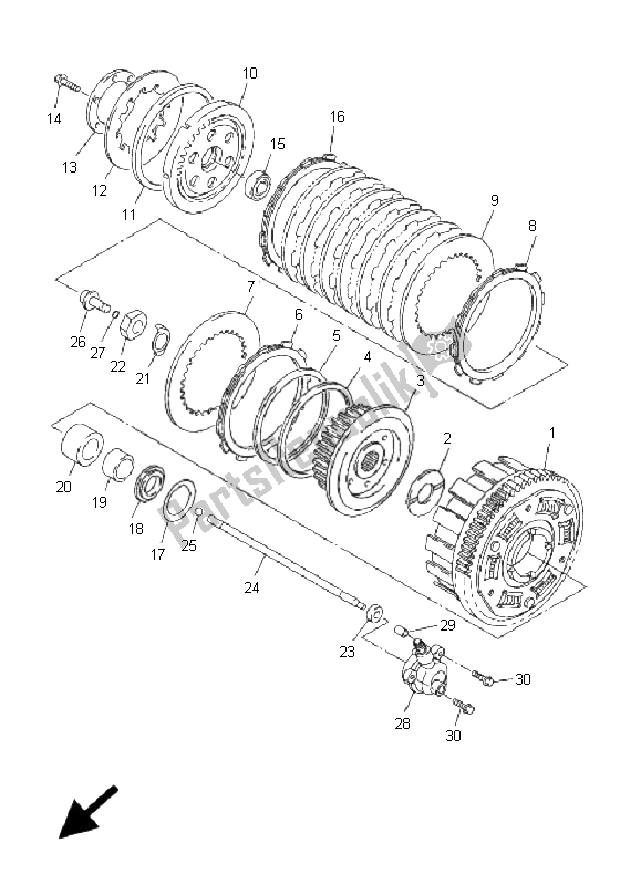 All parts for the Clutch of the Yamaha FJR 1300 AS 2008