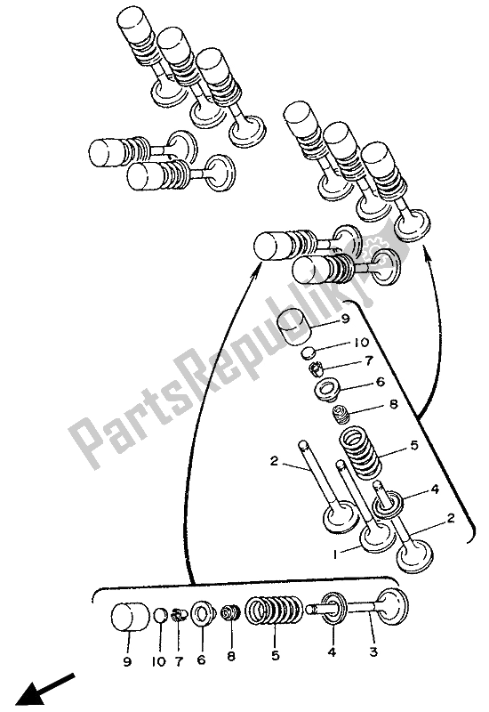 Todas las partes para Válvula de Yamaha XTZ 750 Supertenere 1990