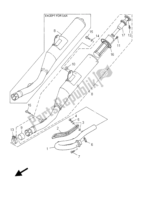 All parts for the Exhaust of the Yamaha WR 450F 2003