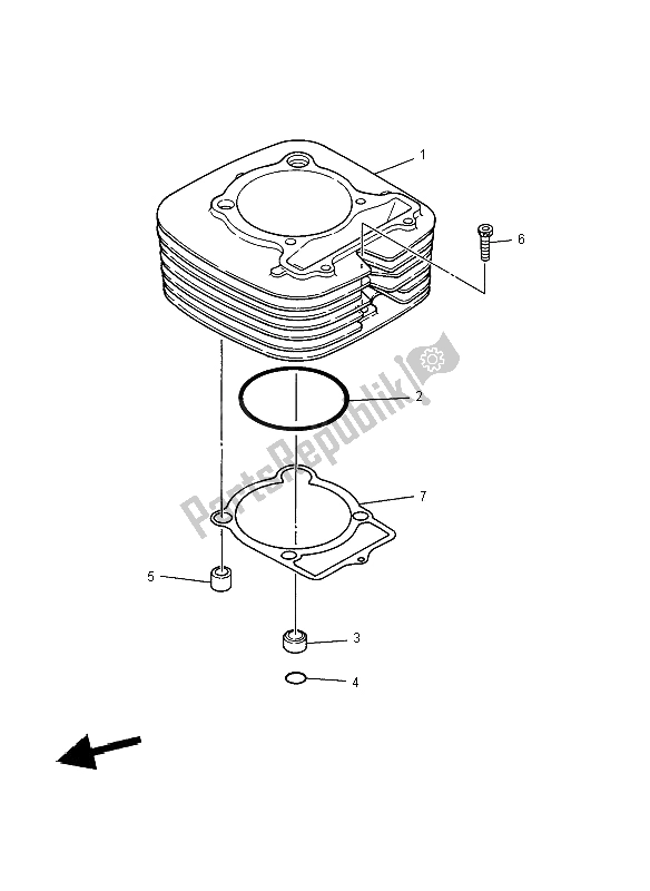 All parts for the Cylinder of the Yamaha YFM 350R 2012