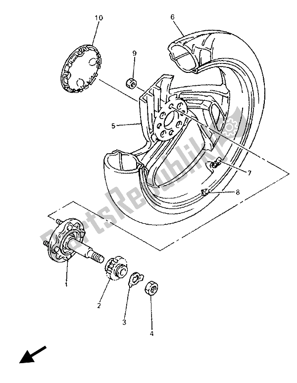 Wszystkie części do Przednie Ko? O Yamaha GTS 1000 1993