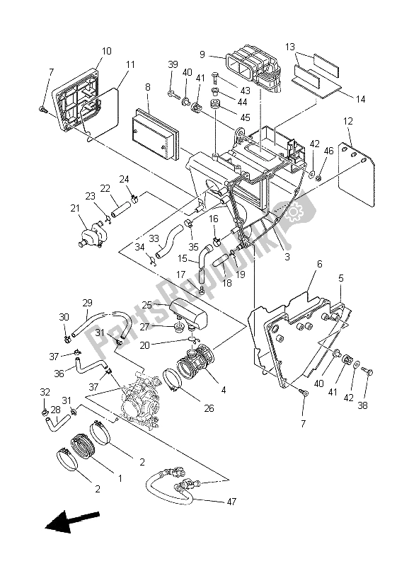 Todas as partes de Ingestão do Yamaha XT 660R 2004