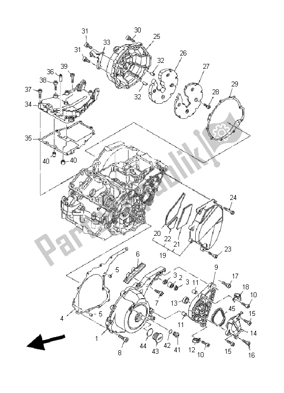 Wszystkie części do Pokrywa Skrzyni Korbowej 1 Yamaha TDM 900A 2007