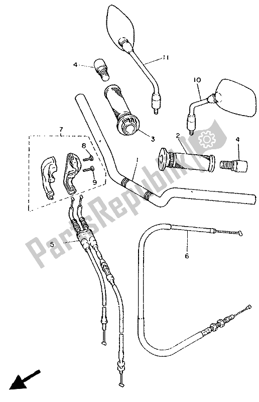 All parts for the Steering Handle & Cable of the Yamaha XJ 600S Diversion 1992