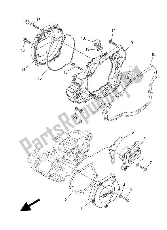 All parts for the Crankcase Cover 1 of the Yamaha YZ 250 2014