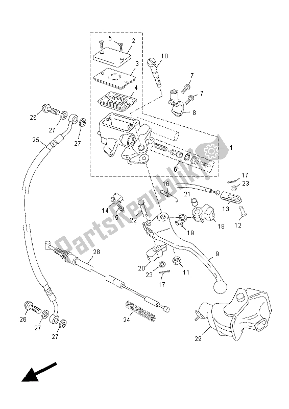 All parts for the Front Master Cylinder of the Yamaha YN 50 FMU 2014