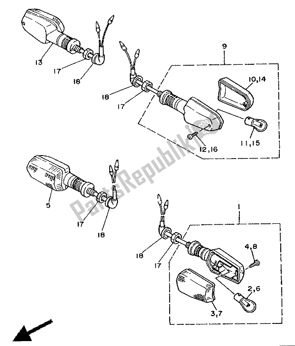 Todas las partes para Luz Intermitente de Yamaha TDM 850 1992