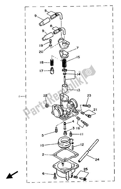 Todas as partes de Carburador do Yamaha PW 50 1993