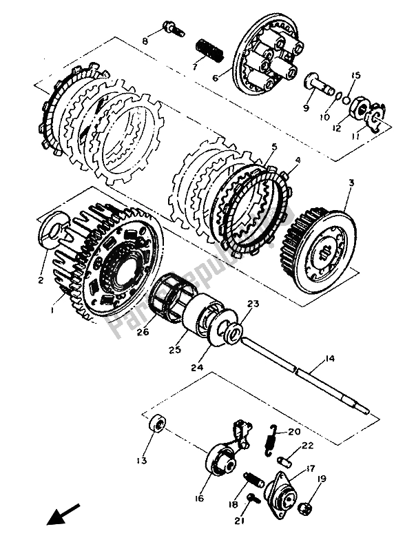Todas las partes para Embrague de Yamaha FZR 600 Genesis 1993