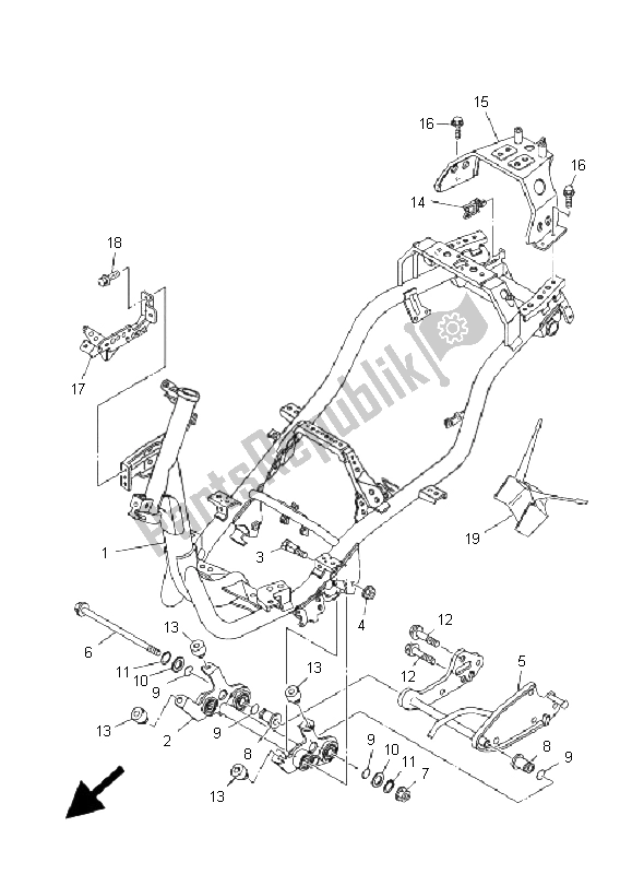 All parts for the Frame of the Yamaha XC 125E Vity 2009