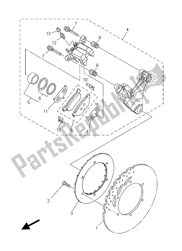 Tutte le parti per il Pinza Freno Posteriore del Yamaha XT 1200 ZE 2015
